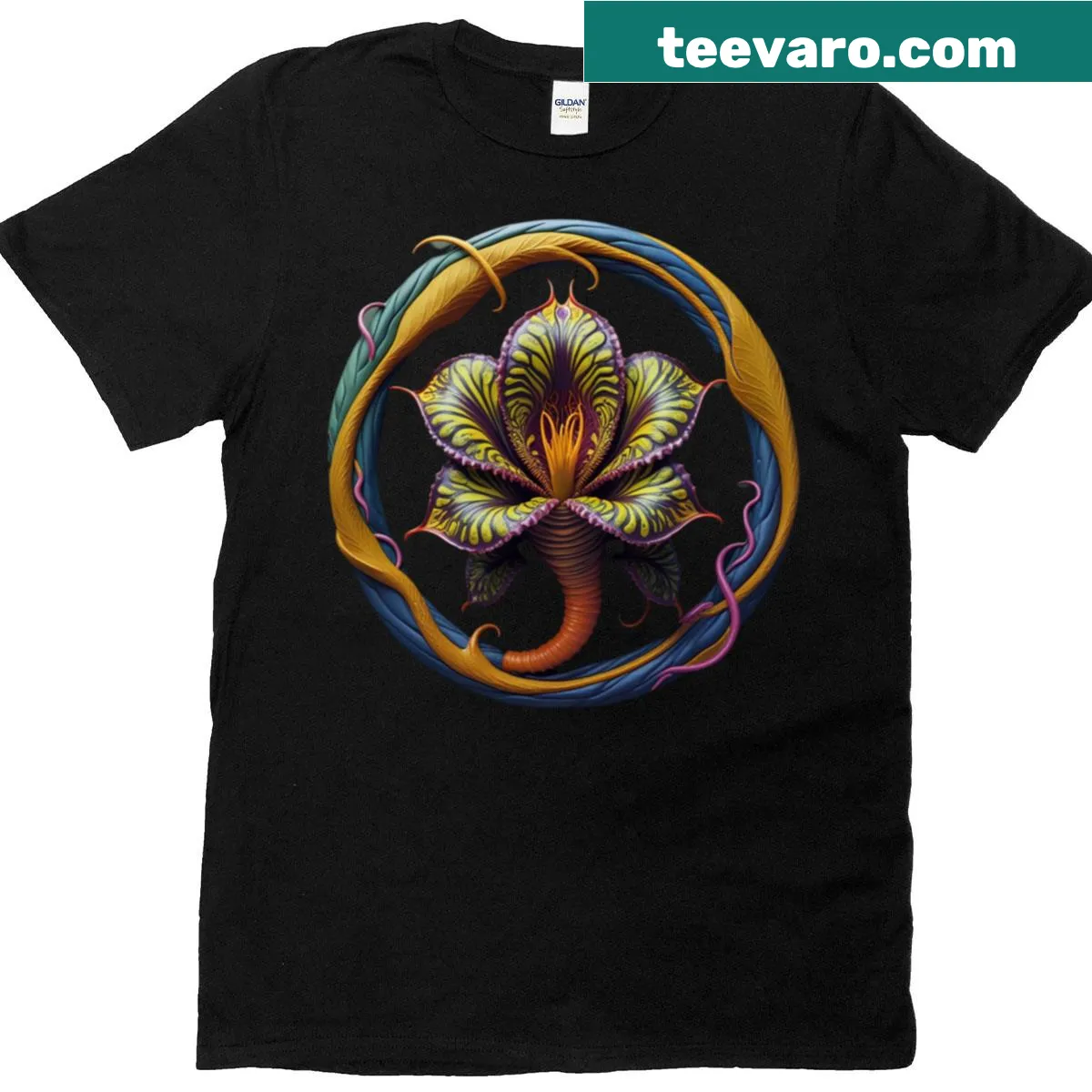 T-shirt featuring bold design with the phrase 'Carnivorous Dangerous Beauty' — on a men's t-shirt