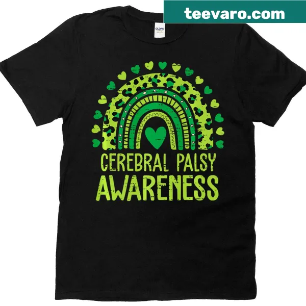 Awareness T-shirt with green ribbon and rainbow leopard design