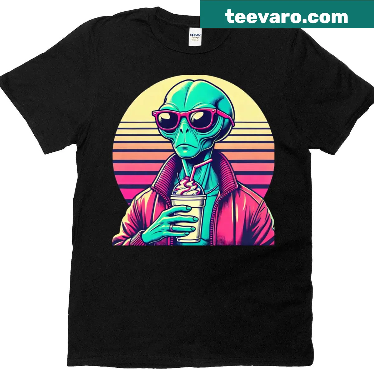 Retro-inspired cosmic graphic on a T-shirt — on a men's t-shirt