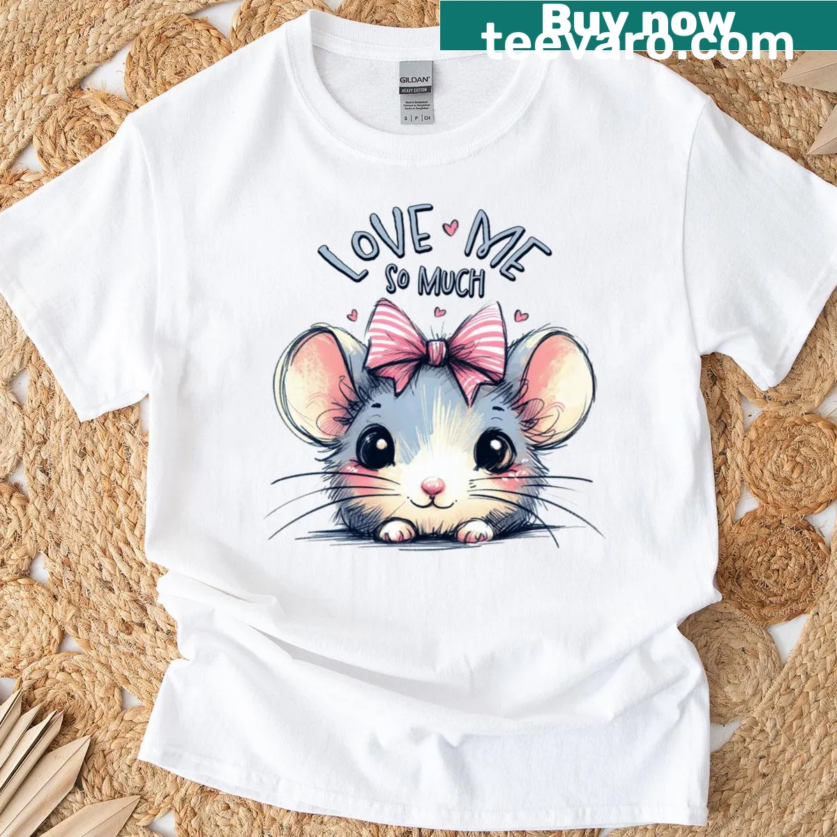 Cute mouse graphic expressing love on a funny birthday t-shirt — on a men's t-shirt