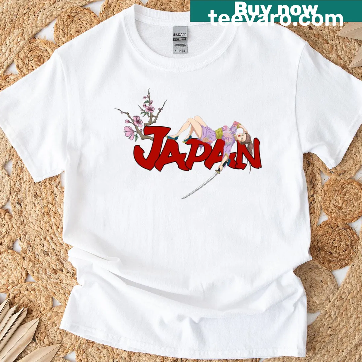 Illustrated t-shirt design inspired by Japanese culture — on a men's t-shirt