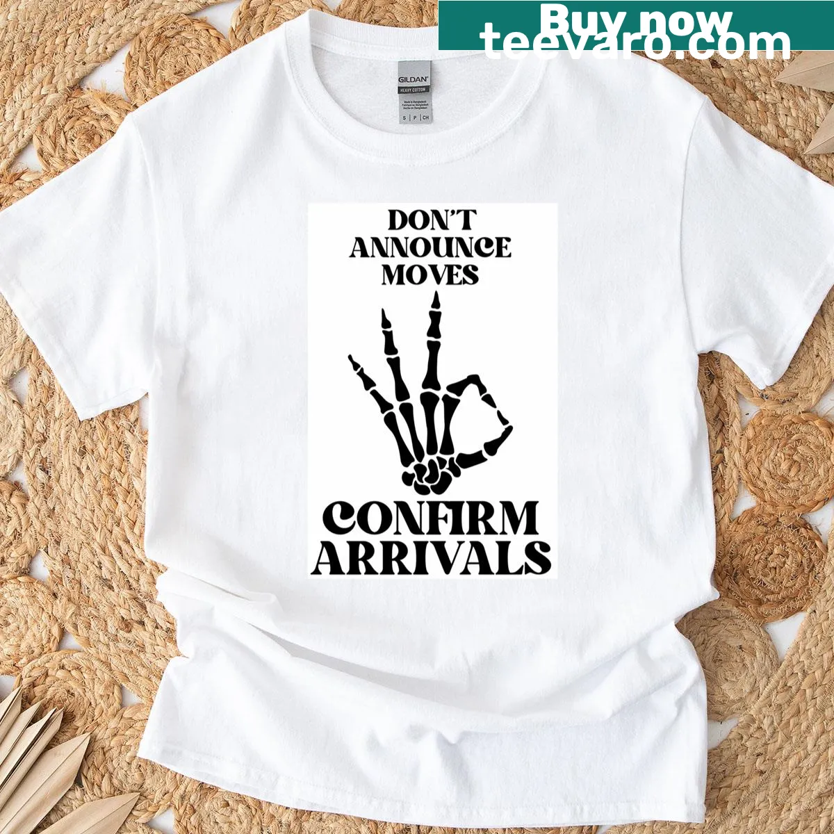 Motivational T-shirt with a skeletal design and quote — on a men's t-shirt