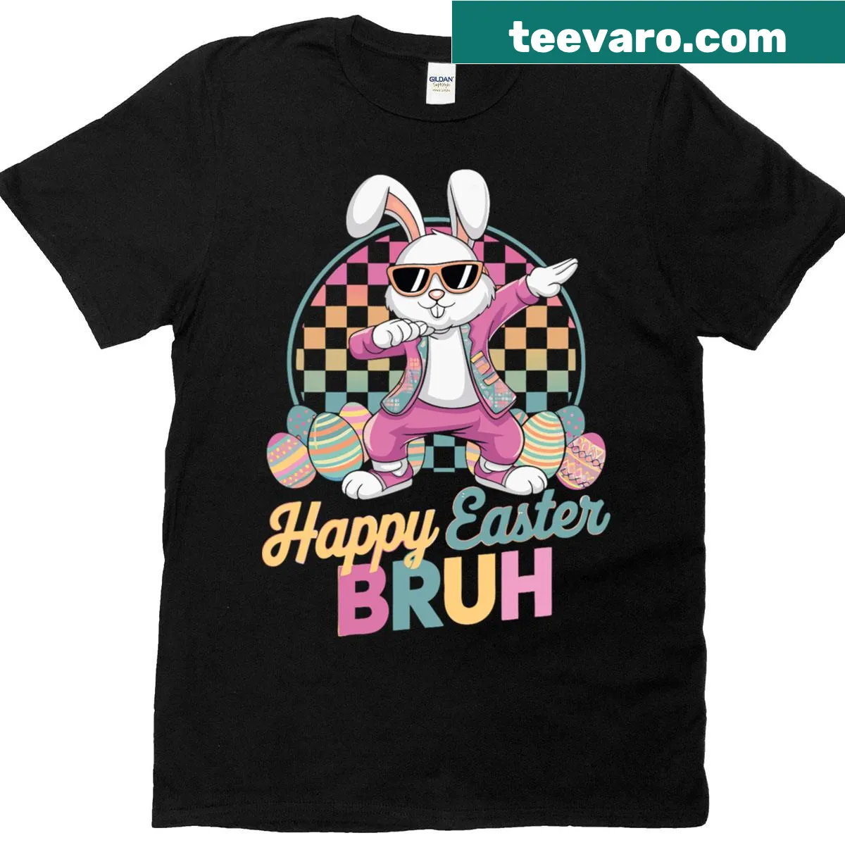 Adorable Easter graphic shirt with 'Bruh Wishes' text — on a men's t-shirt