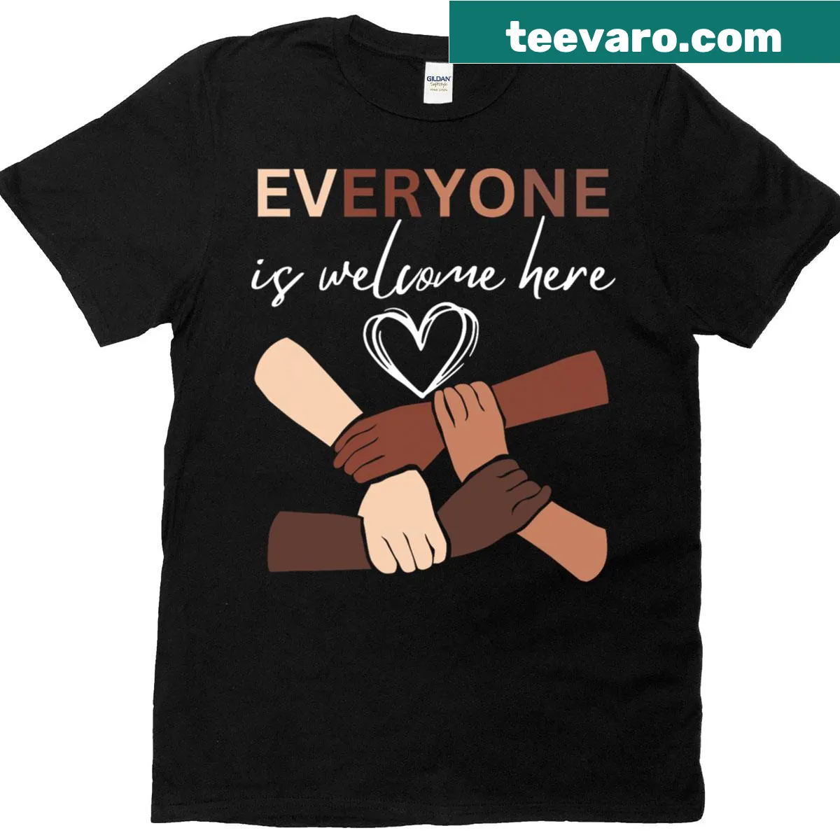 Idaho teacher t-shirt with inclusive fist graphic — on a men's t-shirt