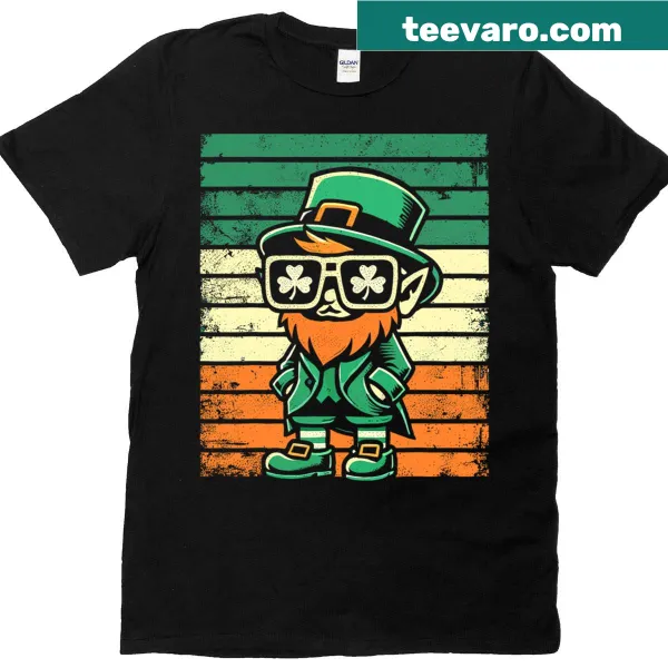 Cartoon leprechaun graphic on a St. Patrick's Day T-shirt for kids