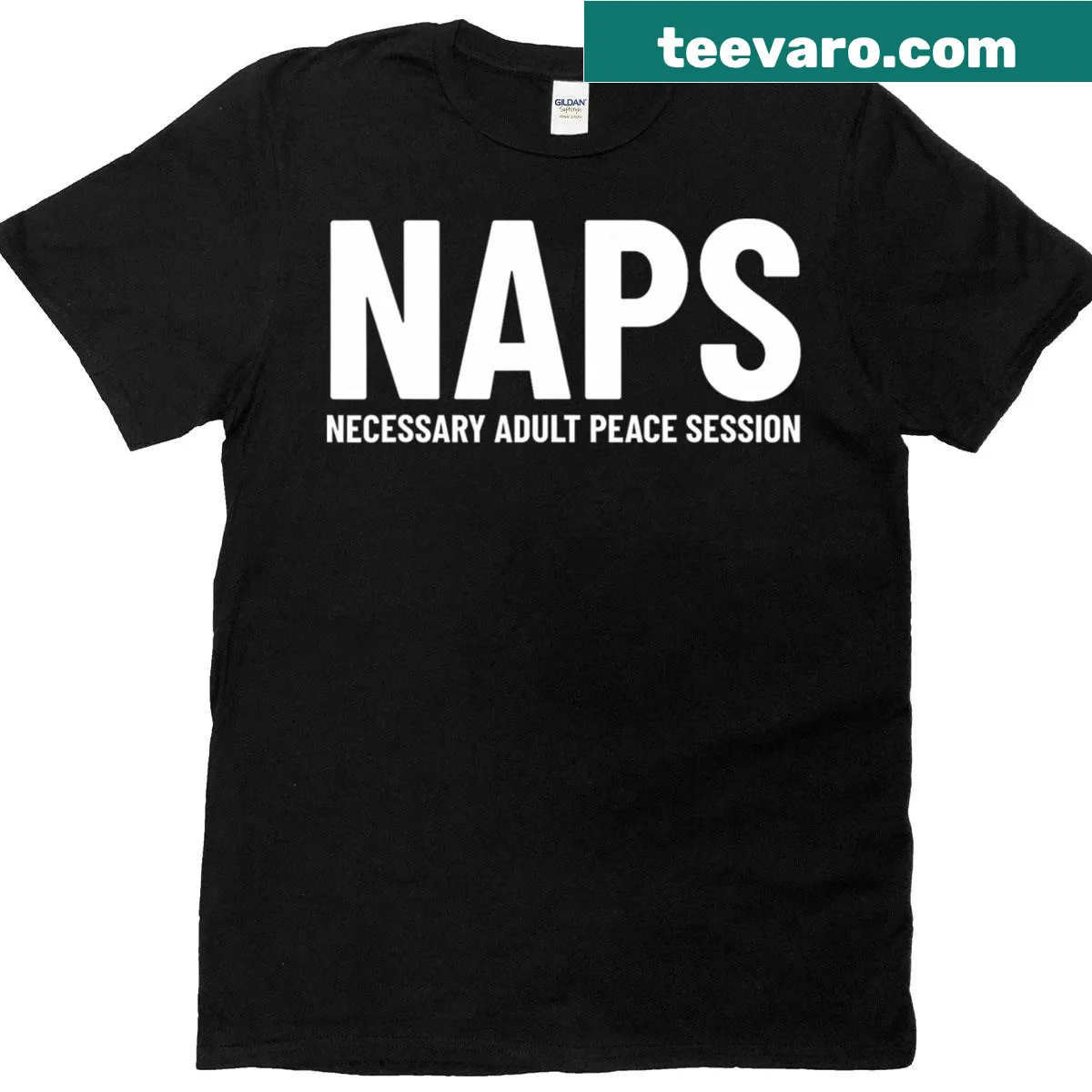 Funny T-shirt saying 'Naps Necessary Adult Peace Session' for sleep lovers — on a men's t-shirt