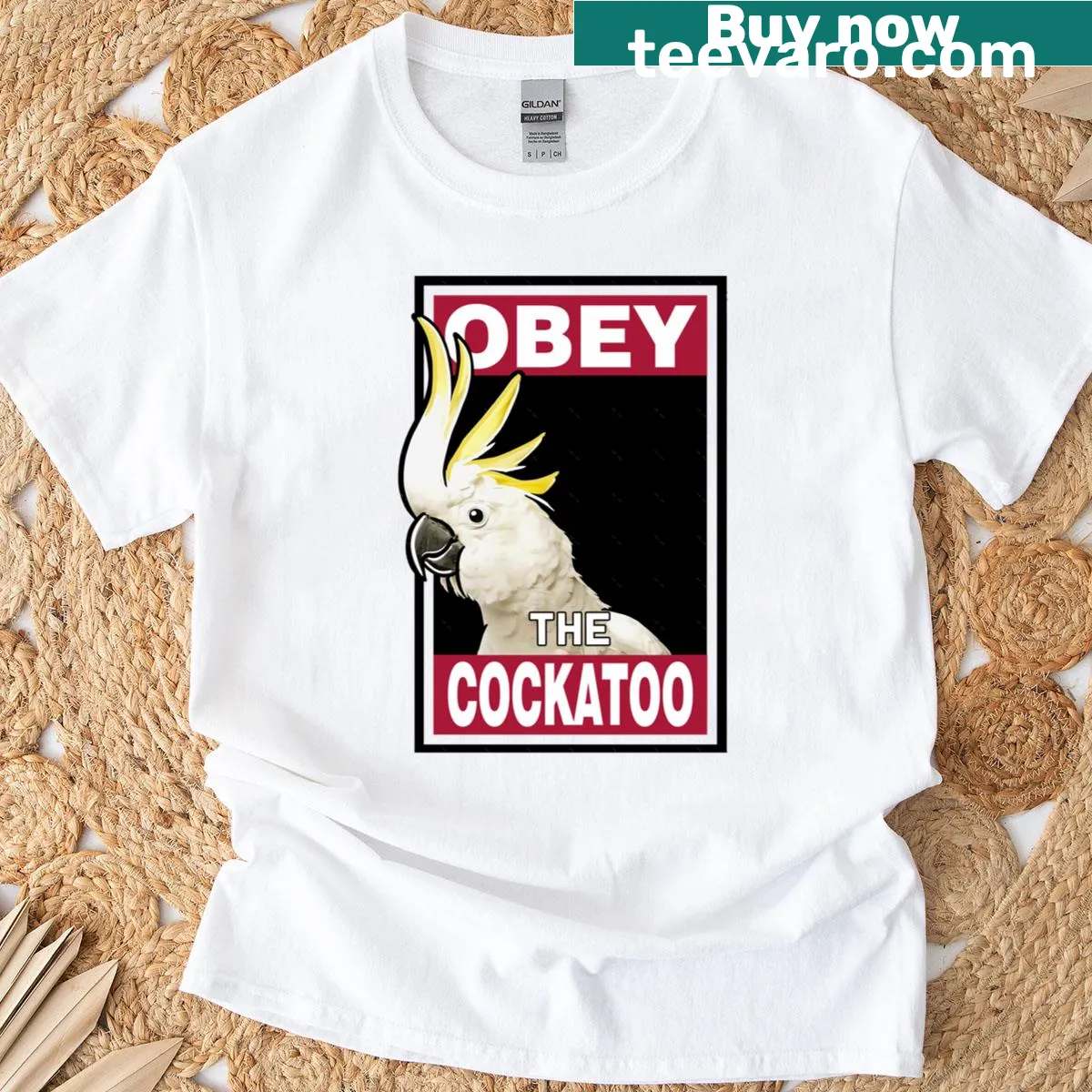 Illustration of Sulphur Crested Cockatoo on T-shirt — on a men's t-shirt