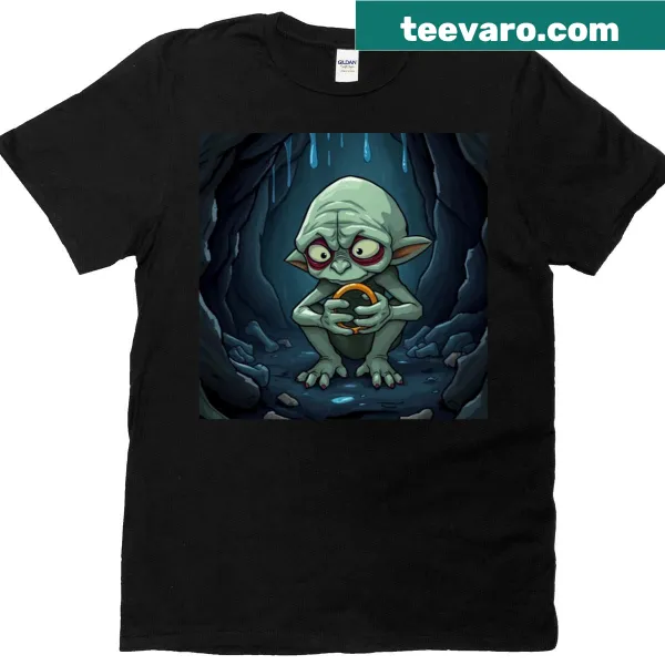 Illustrated One Ring inside a mysterious cave on a T-shirt