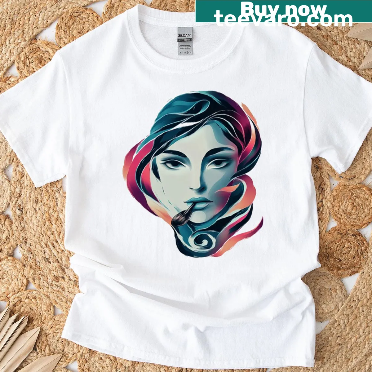 Artistic illustration of a girl's portrait on a T-shirt. — on a men's t-shirt