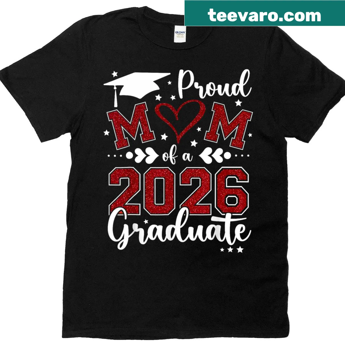 T-shirt celebrating moms of 2026 graduates with an illustrative graphic — on a men's t-shirt
