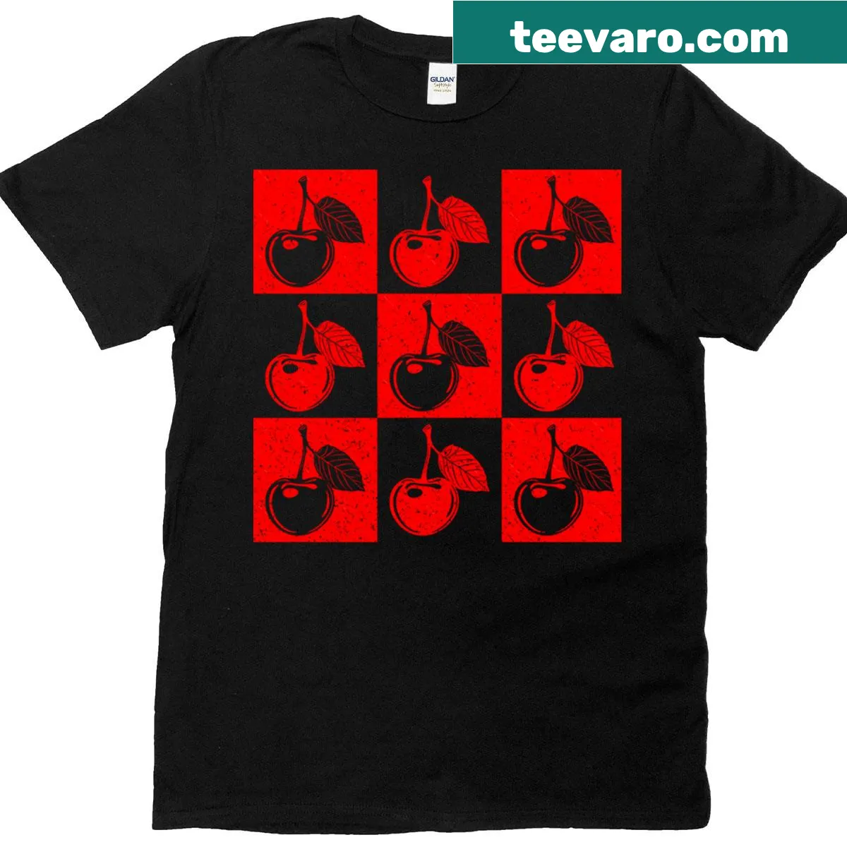 Pop art style t-shirt with cherry graphics. — on a men's t-shirt