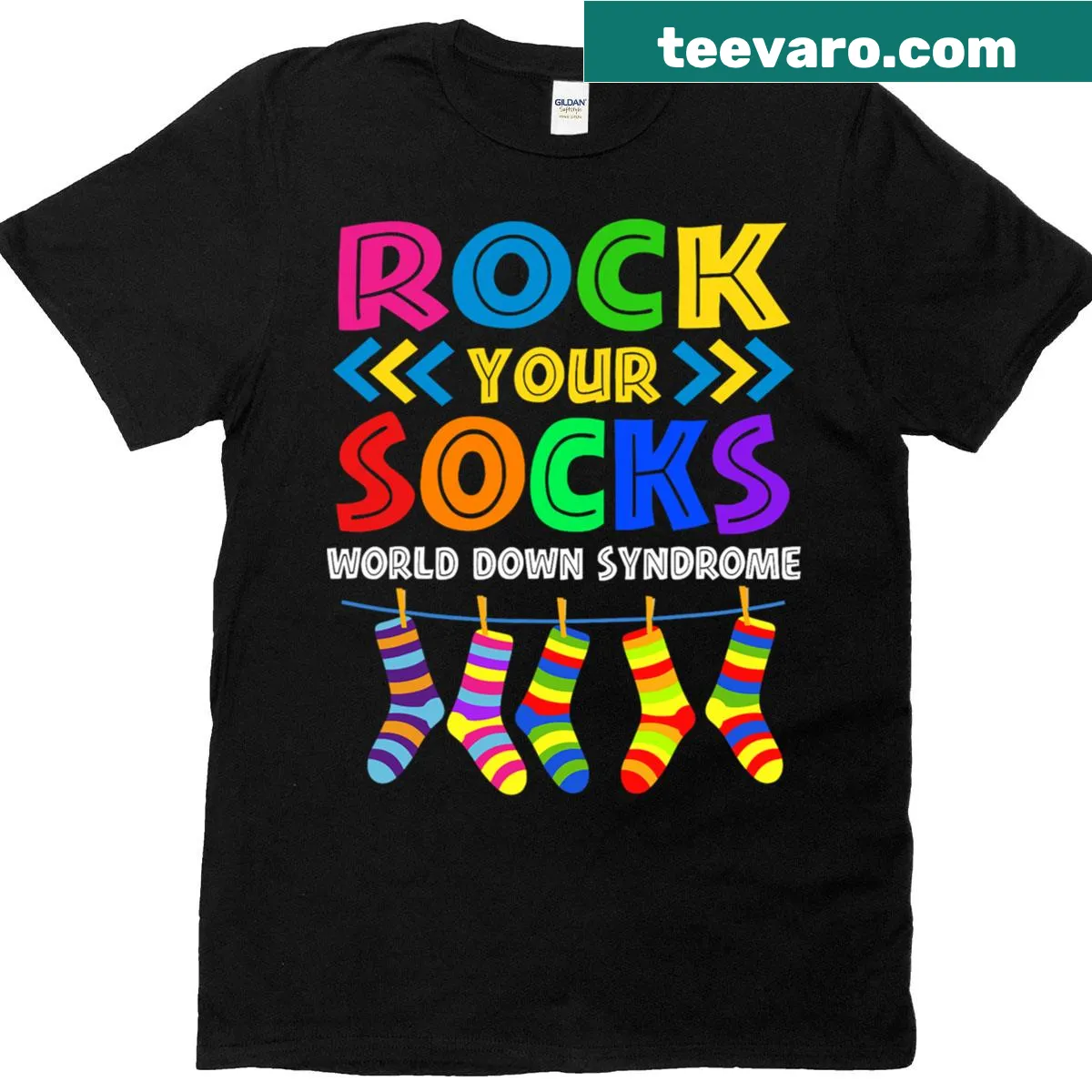 Awareness T-shirt for teachers promoting Down syndrome support — on a men's t-shirt