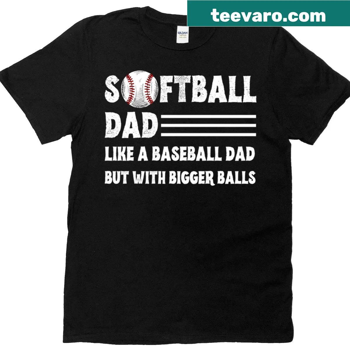 Funny Softball Dad t-shirt with humorous text design — on a men's t-shirt