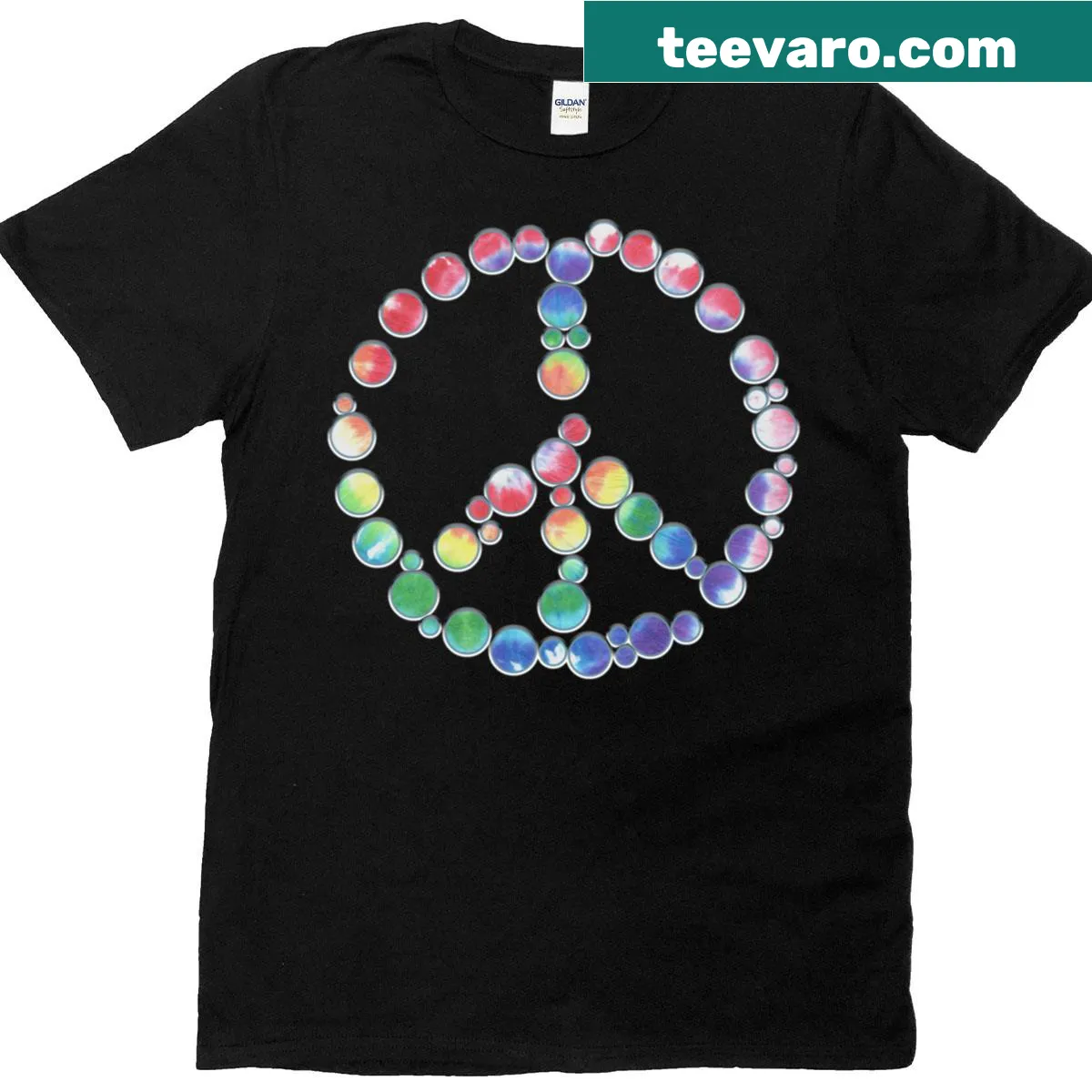 Artistic T-shirt featuring swirling designs and dotted elements representing peace. — on a men's t-shirt