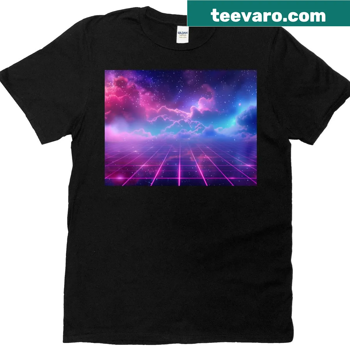 Retro T-shirt featuring a vintage wave grid pattern design. — on a men's t-shirt