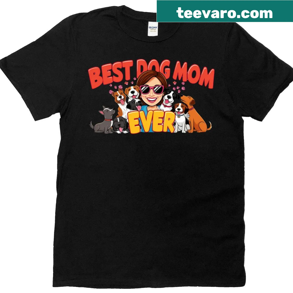 T-shirt for dog lovers with the phrase 'The Best Dog Mom.' — on a men's t-shirt