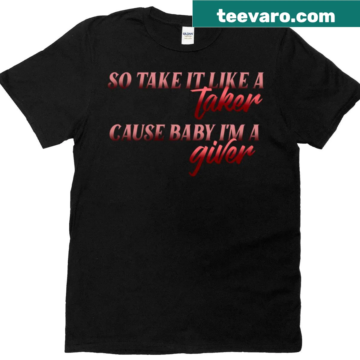 T-shirt featuring the message 'The Giver' in elegant typography. — on a men's t-shirt