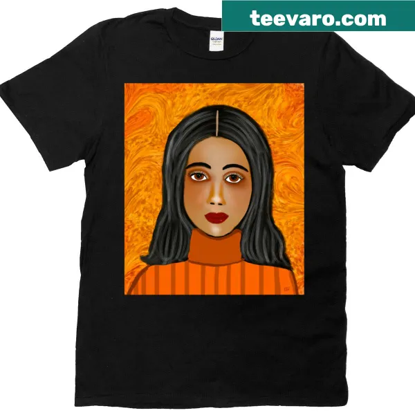 Portrait T-shirt featuring a young girl with expressive eyes