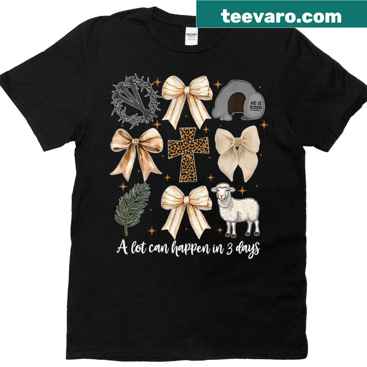 Easter-themed V-neck T-shirt with an inspiring message. — on a men's t-shirt