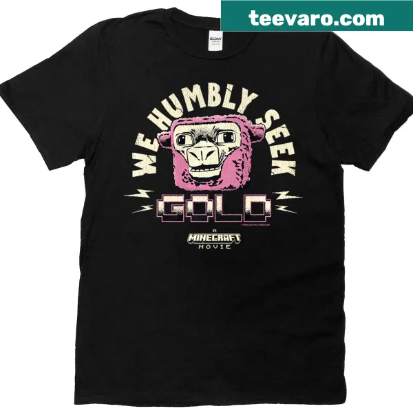T-shirt featuring a funny graphic of a pink sheep from Minecraft movie