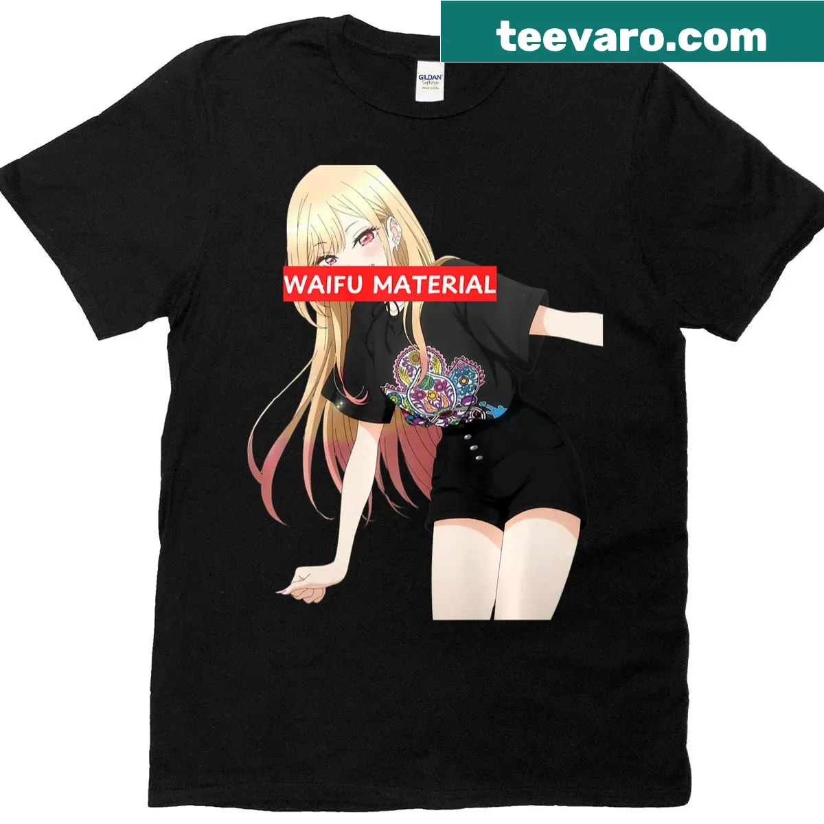 T-shirt featuring cute anime girl design — on a men's t-shirt