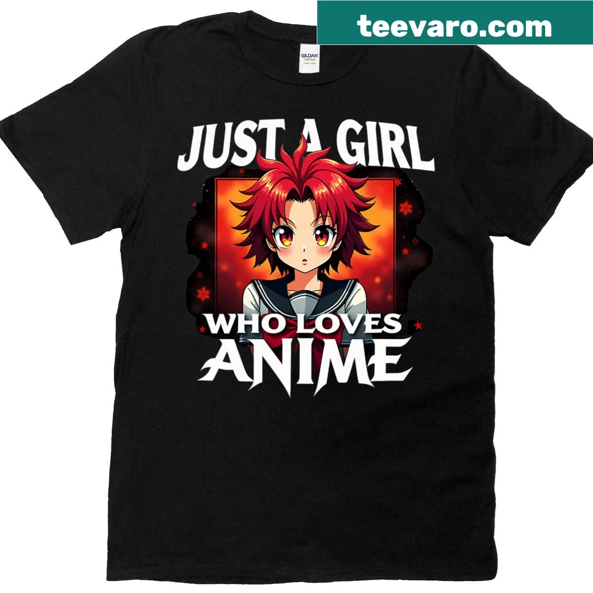 Illustrated anime-themed T-shirt for teenage girls — on a men's t-shirt