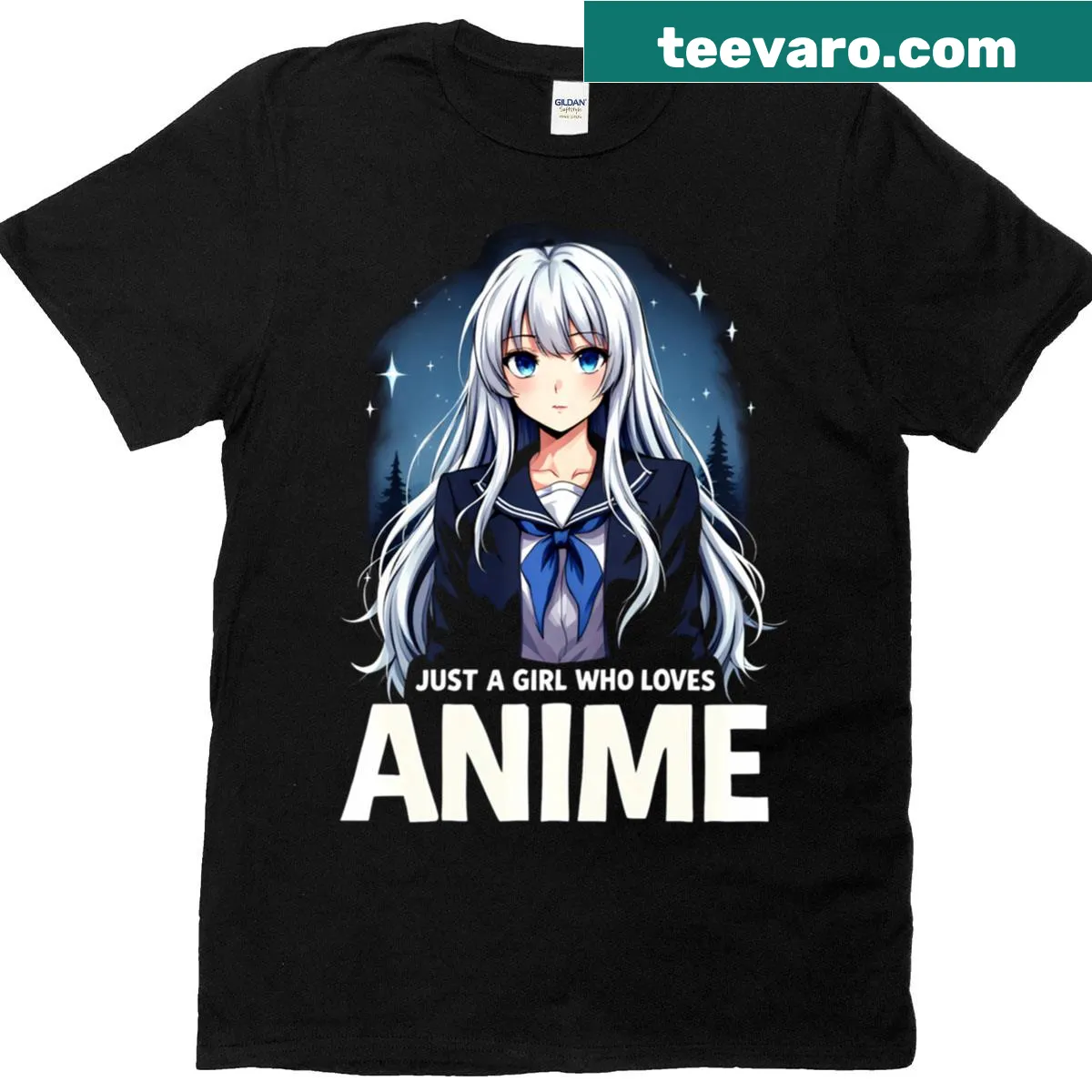 Illustrated t-shirt for girls who love anime art — on a men's t-shirt