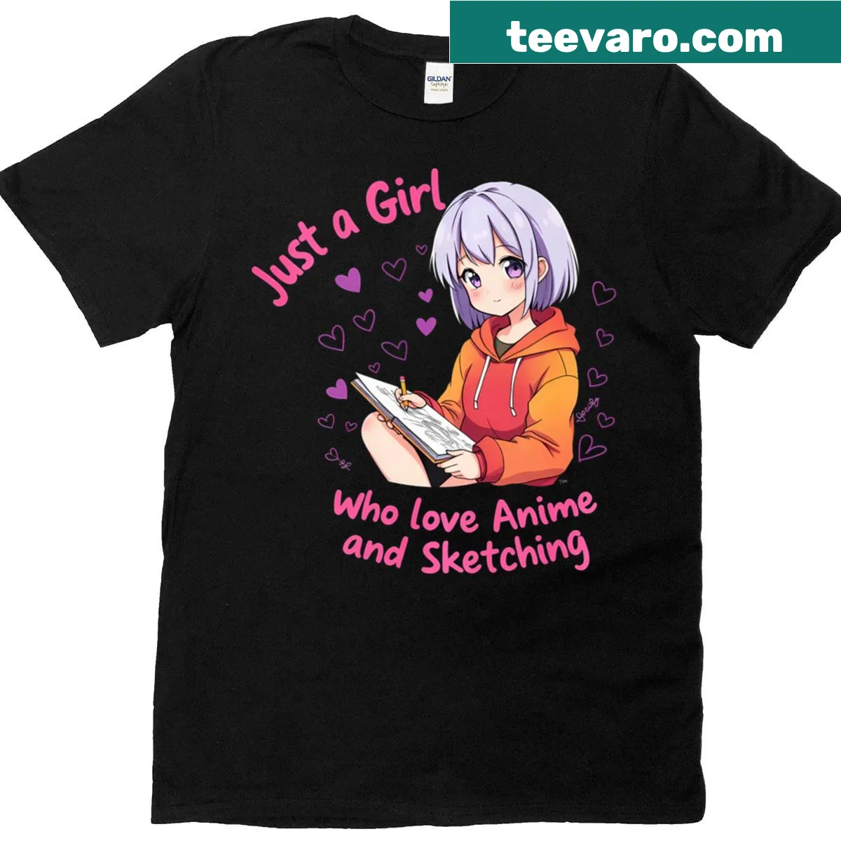 Typography shirt with 'Just A Girl Who Loves Anime And Sketching' text — on a men's t-shirt