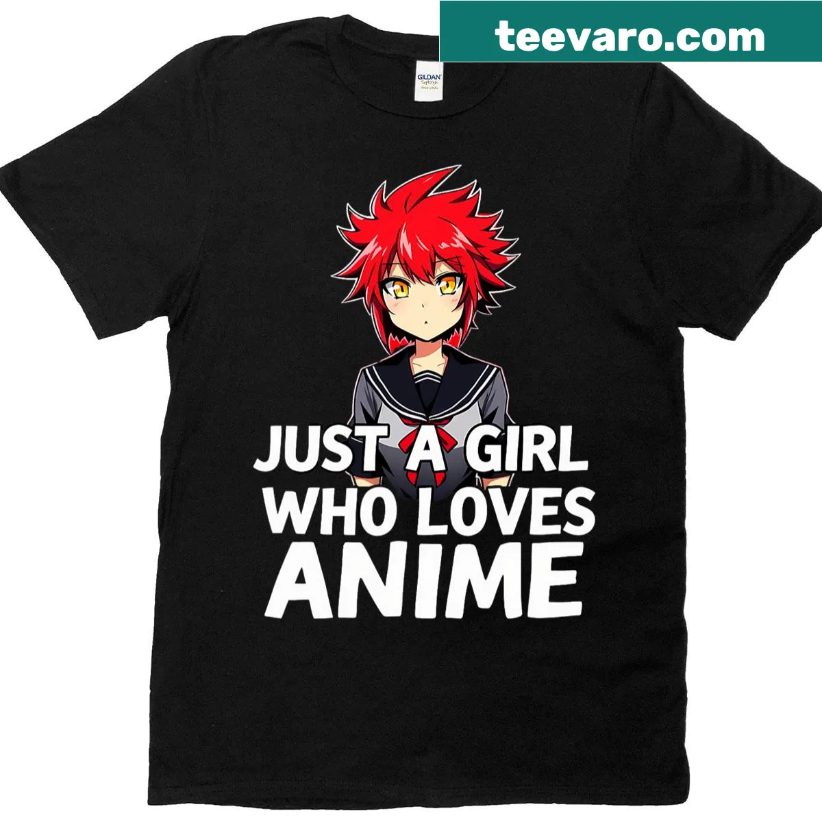 Graphic tee with 'Just A Girl Who Loves Anime' text for teens — on a men's t-shirt