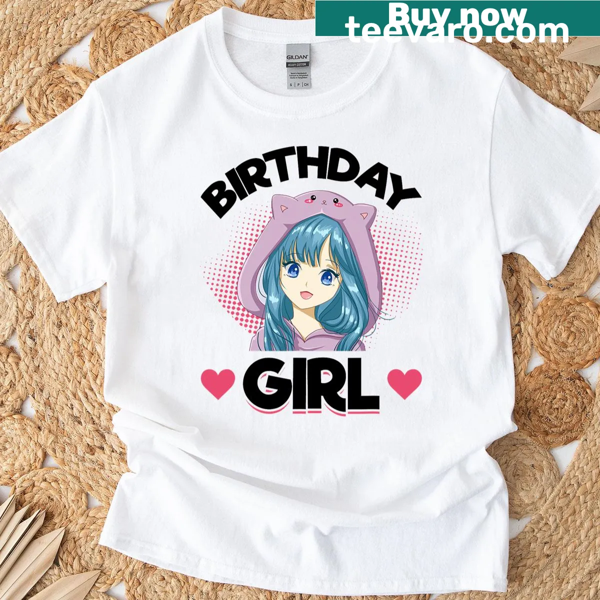Birthday T-shirt with fun anime graphics and 'Birthday Girl' text — on a men's t-shirt