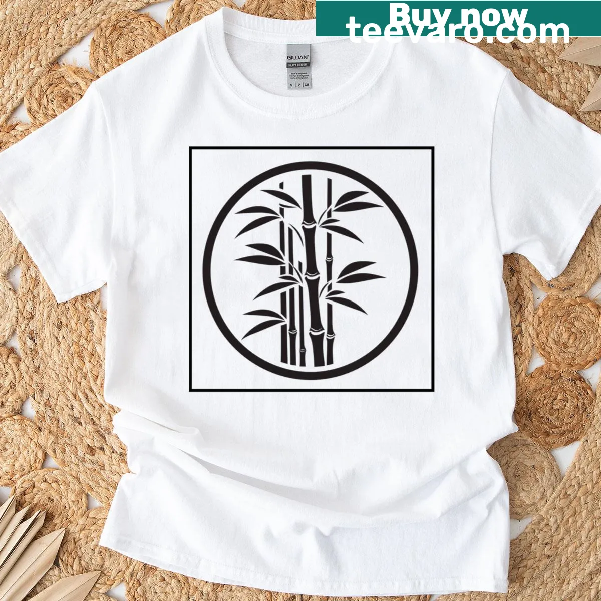 Minimalist bamboo silhouette design — on a men's t-shirt