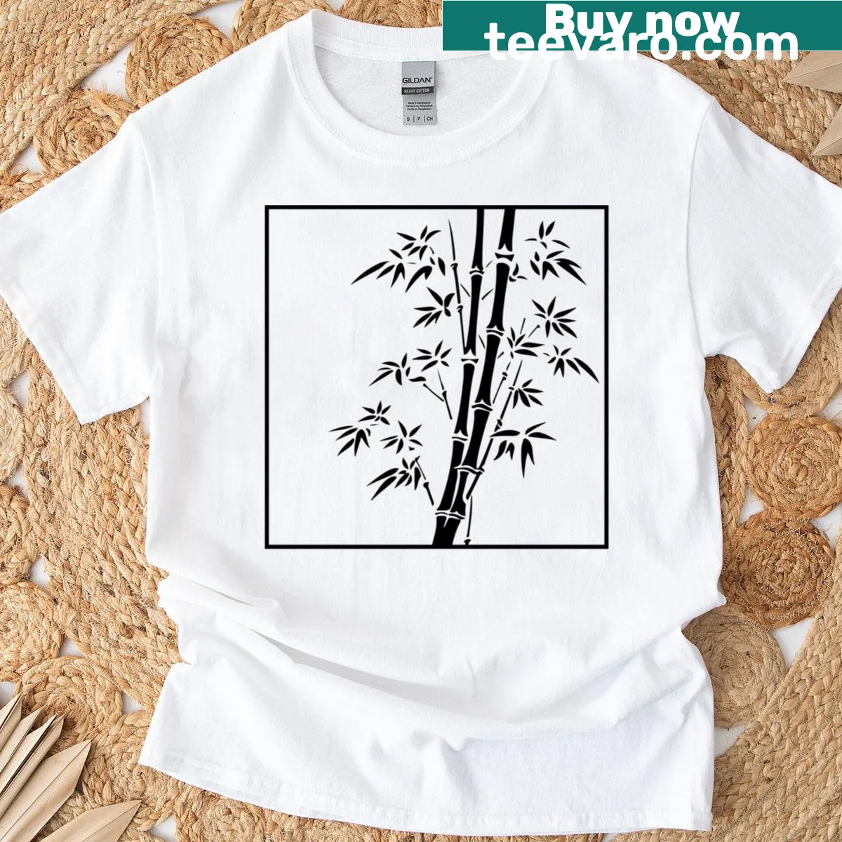 Elegant bamboo stalks silhouette design — on a men's t-shirt