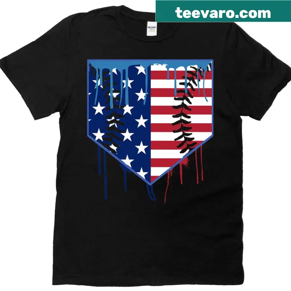 Patriotic t-shirt with baseball ice cream cone design