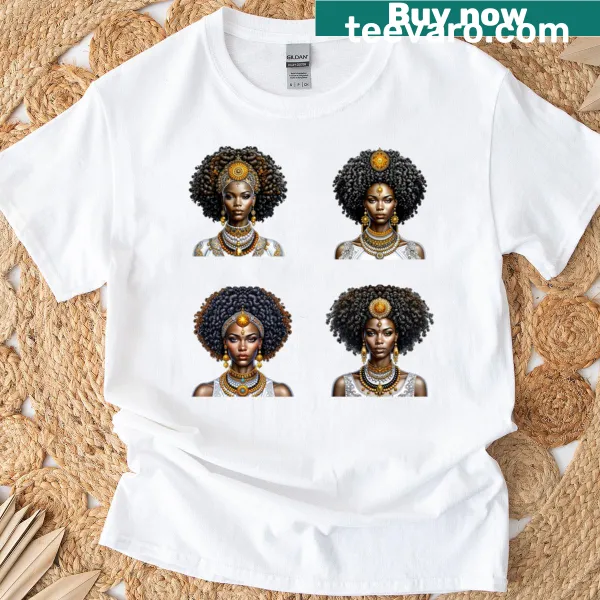 Illustrated portraits of beautiful girls on a T-shirt