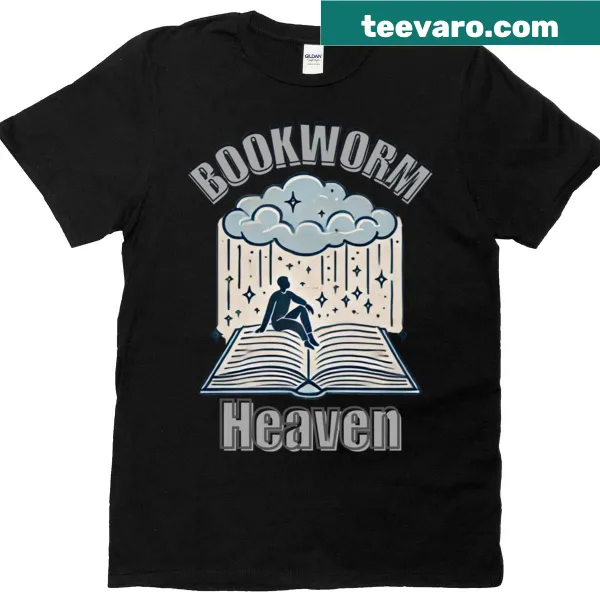 Humorous Bookworm Heaven graphic T-shirt
