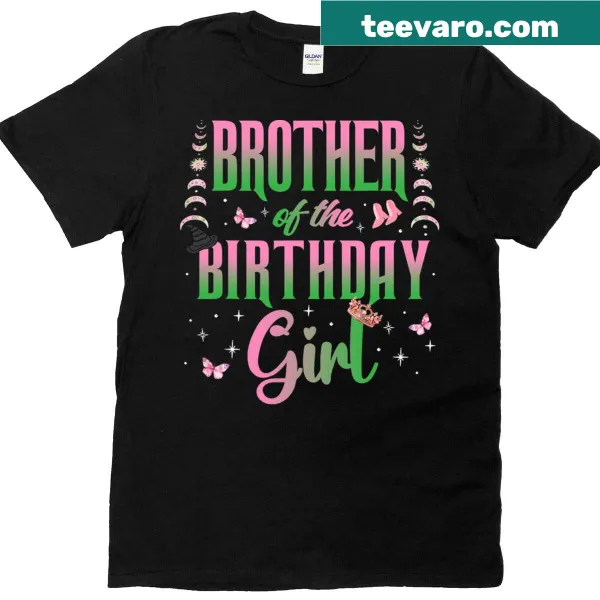 Cartoon t-shirt for brother of the birthday girl with a witch theme