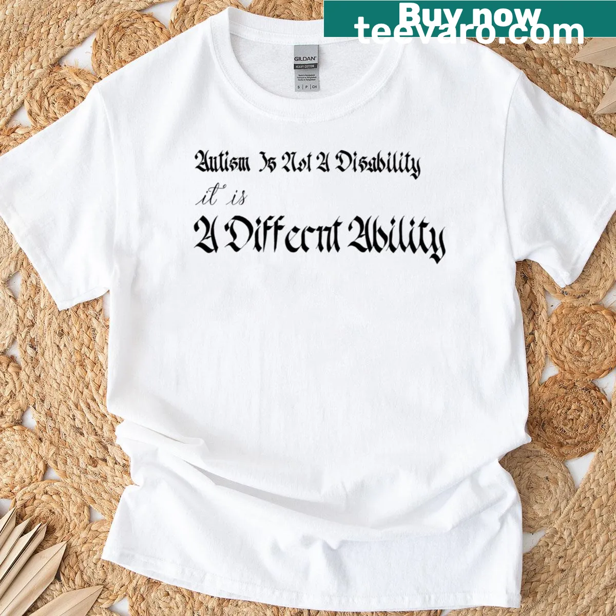Calligraphy design promoting Autism Awareness on T-shirt — on a men's t-shirt