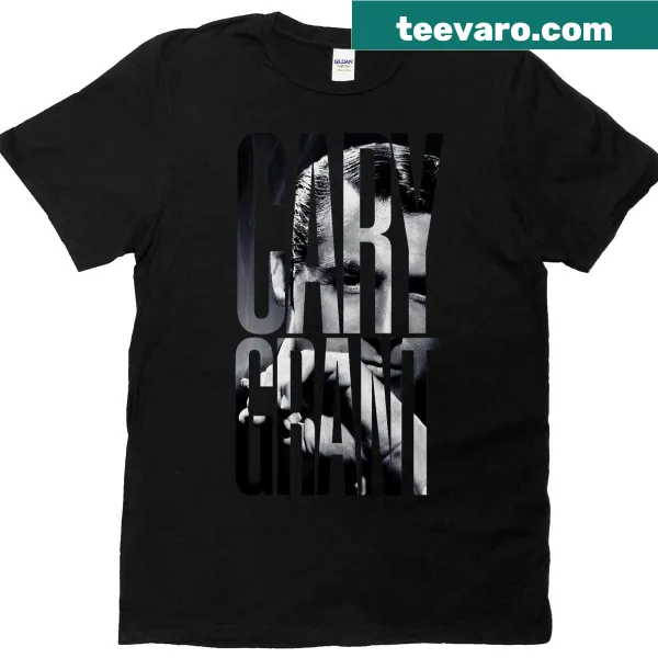 Vintage-style graphic honoring Cary Grant on a T-shirt.