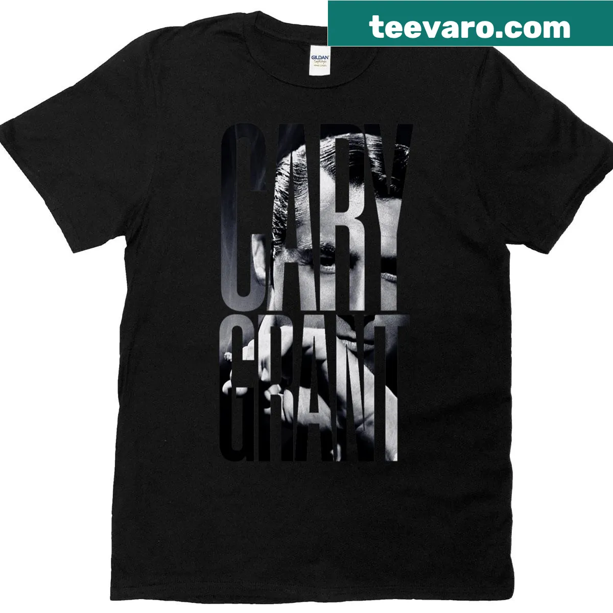 Vintage-style graphic honoring Cary Grant on a T-shirt. — on a men's t-shirt