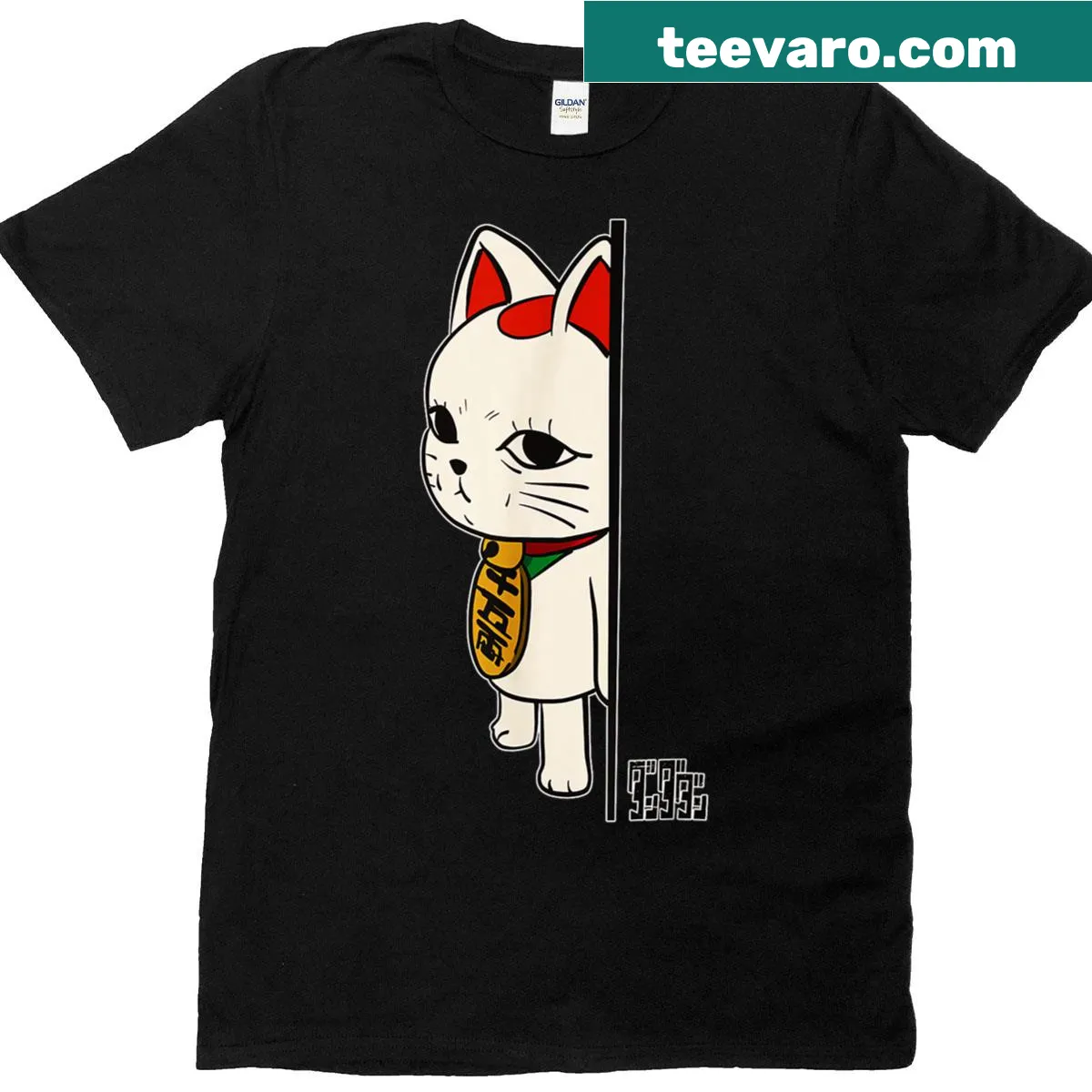Cute anime T-shirt with a turbo granny and cats — on a men's t-shirt