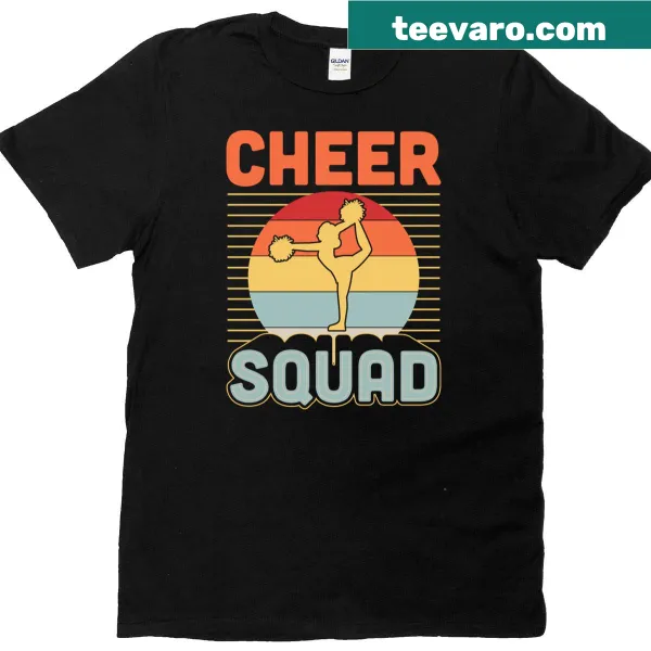 Vintage-style Cheer Squad t-shirt with retro typography and pompom graphics