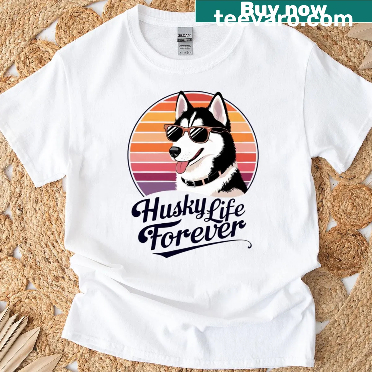 Illustration of a classic husky on a dog lover's T-shirt — on a men's t-shirt