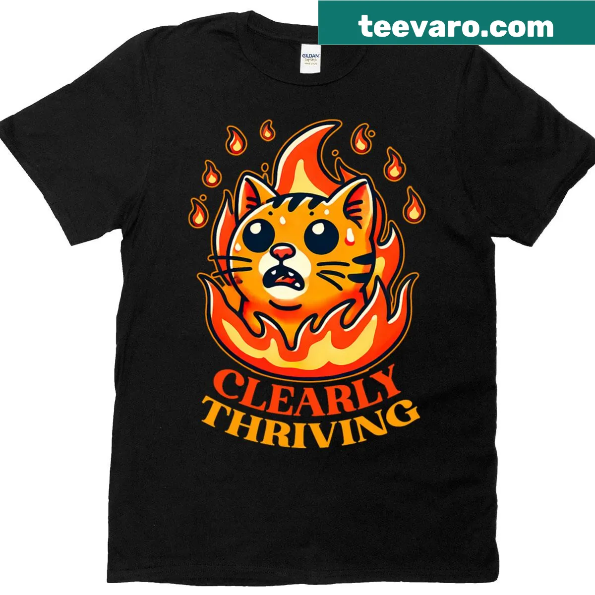 Sarcastic cat meme graphic on a T-shirt — on a men's t-shirt