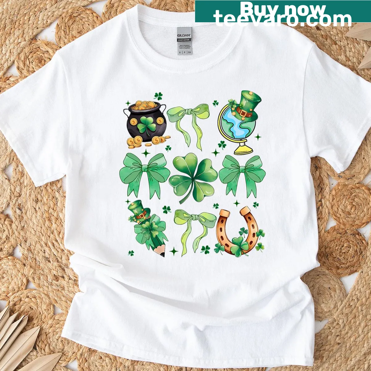 Cute St. Patrick's Day T-shirt with shamrock design for teachers — on a men's t-shirt