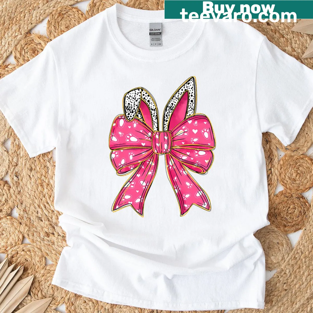 Cute bunny rabbit t-shirt with coquette bow for kids — on a men's t-shirt