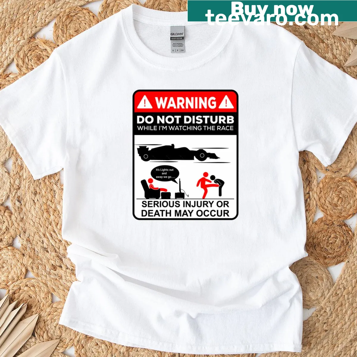 T-shirt with the phrase 'Do Not Disturb Formula1 Time' in playful typography. — on a men's t-shirt