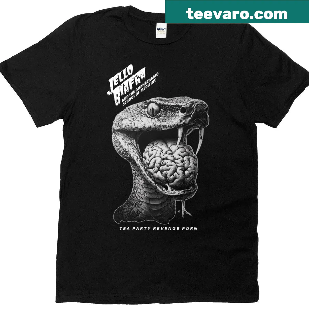 Typography t-shirt featuring Jello Biafra and a unique design — on a men's t-shirt