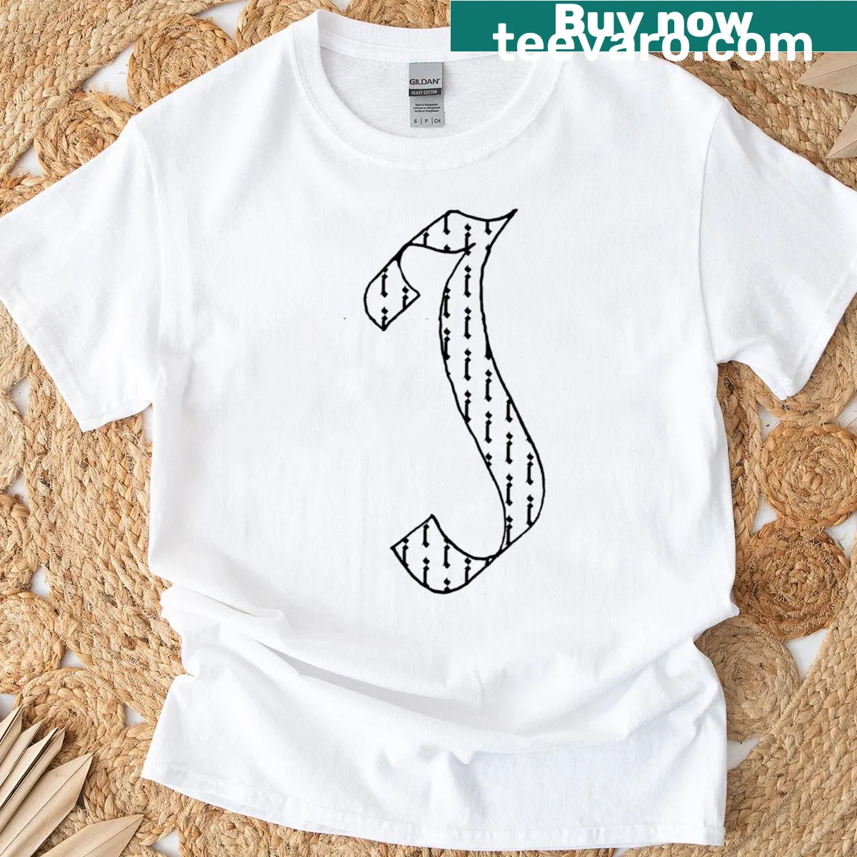 Elegant calligraphy initial 'I' t-shirt for art lovers — on a men's t-shirt