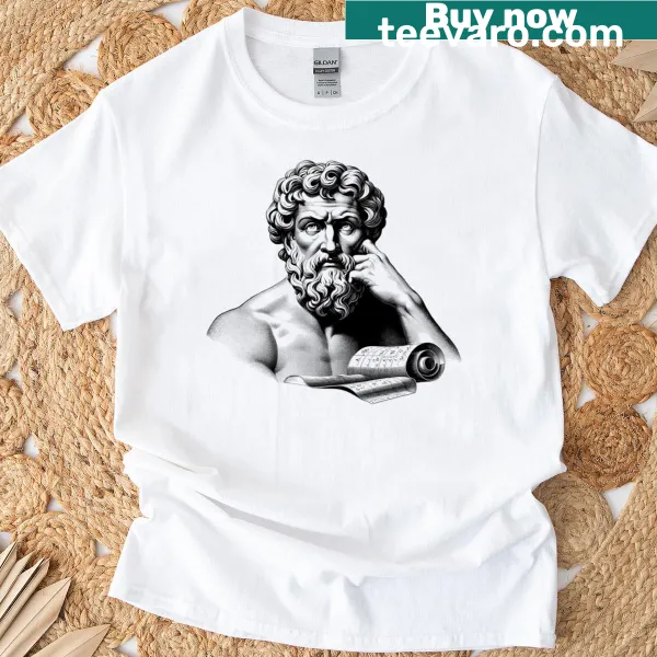 Portrait of Euclid, the father of geometry, on a T-shirt
