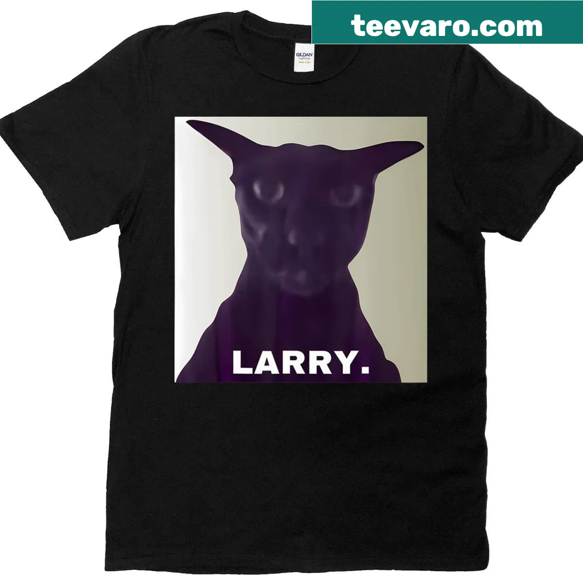 T-shirt featuring the Evil Larry Cat meme with clever text — on a men's t-shirt